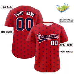 Red Navy Polka Dot Graffiti Authentic Baseball Jersey 2