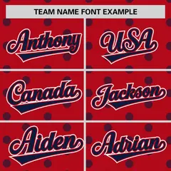 Red Navy Polka Dot Graffiti Authentic Baseball Jersey 3