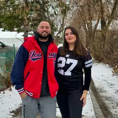 Red Navy Raglan Full-Snap Varsity Letterman Hoodie Jacket 2