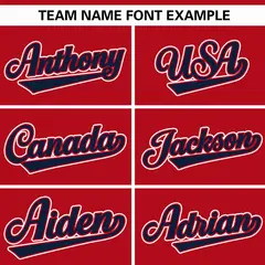 Red Navy Raglan Gradient Thick Stripe Baseball Jersey 3