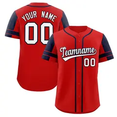 Red Navy Raglan Sleeve Authentic Baseball Jersey
