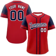 Red Navy Raglan Sleeves Authentic Baseball Jersey 1