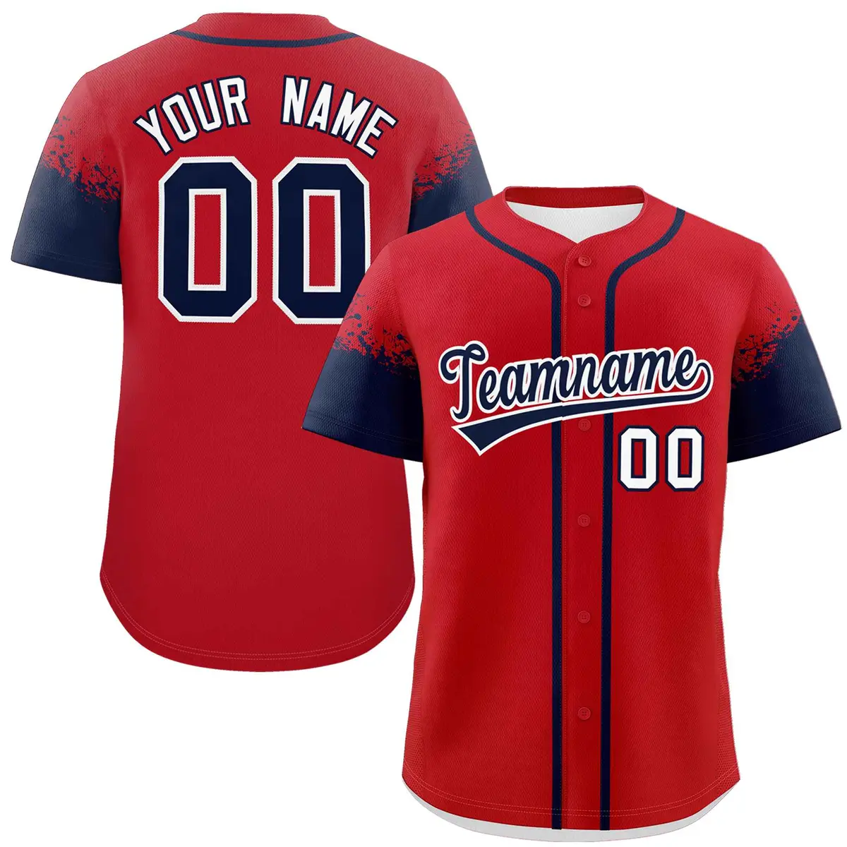 Red Navy Raglan Sleeves Authentic Baseball Jersey