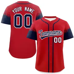 Red Navy Raglan Sleeves Authentic Baseball Jersey 1