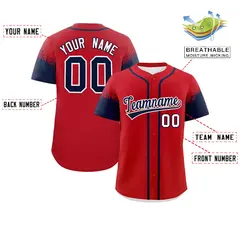 Red Navy Raglan Sleeves Authentic Baseball Jersey 2