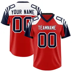 Red Navy Raglan Sleeves Authentic Football Jersey 1