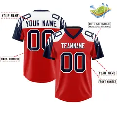 Red Navy Raglan Sleeves Authentic Football Jersey 2