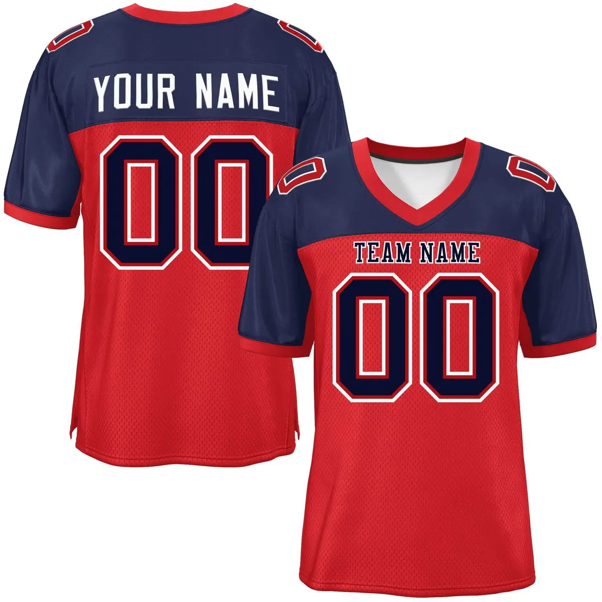 Red-Navy Raglan Sleeves Fashion Authentic Football Jersey