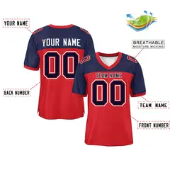 Red-Navy Raglan Sleeves Fashion Authentic Football Jersey 2