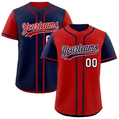 Red Navy Raglan Sleeves Reversible Baseball Jersey
