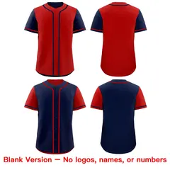 Red Navy Raglan Sleeves Reversible Baseball Jersey 9
