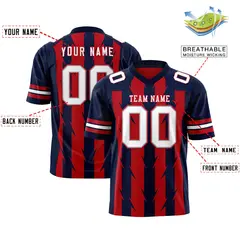 Red Navy Razr Stripe Graffiti Pattern Flag Football Jersey 2