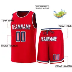 Red Navy-Red Classic Sets Basketball Jersey 2