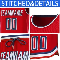 Red Navy-Red Classic Sets Basketball Jersey 6