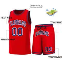 Red Navy-Red Classic Sets Basketball Jersey 2
