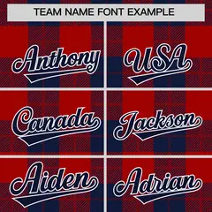 Red Navy-Red Plaid Varsity Letterman Baseball Jacket 3