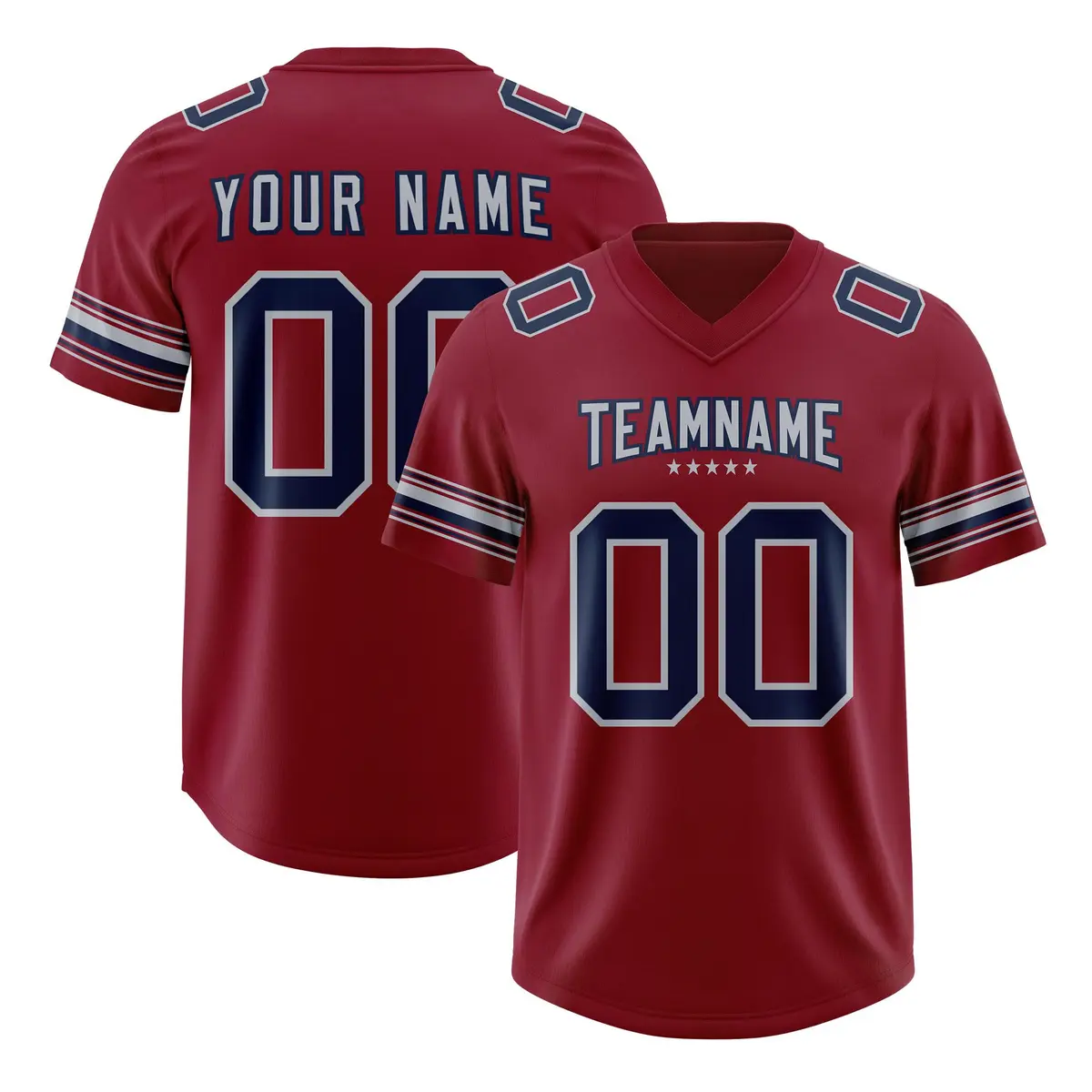 Red Navy Retro Sleeve Line Authentic Football Jersey