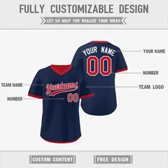 Red Navy Reversible Pullover Baseball Jersey 3