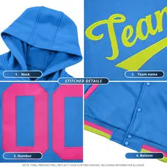 Red Navy Shoulder Color Block Varsity Letterman Jacket Hoodie 7