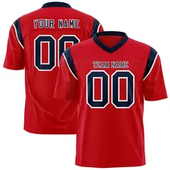 Red Navy Shoulder Cut Two-Tone Flag Football Jersey 1