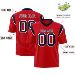 Red Navy Shoulder Cut Two-Tone Flag Football Jersey 2