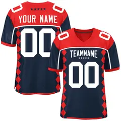 Red Navy Side Blocks Raglan Authentic Football Jersey
