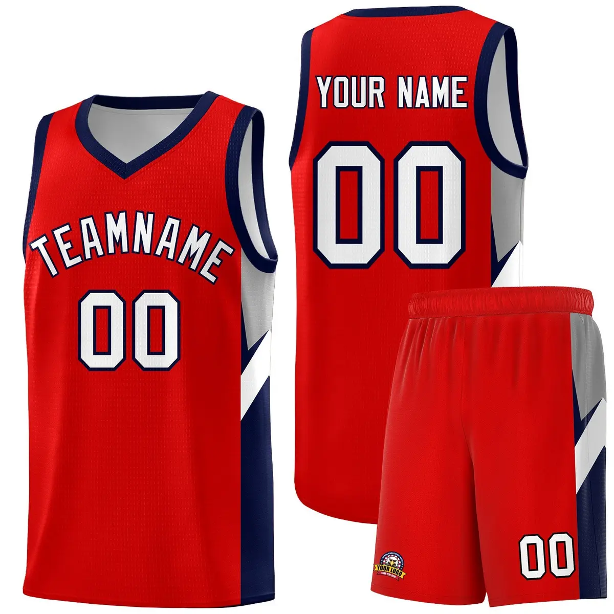 Red Navy Side Design Basketball Jersey Sports Uniform