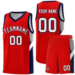 Red Navy Side Design Basketball Jersey Sports Uniform 1