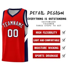 Red Navy Side Design Basketball Jersey Sports Uniform 2