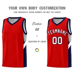 Red Navy Side Design Basketball Jersey Sports Uniform 3