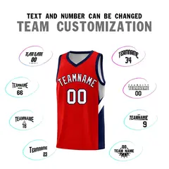 Red Navy Side Design Basketball Jersey Sports Uniform 4