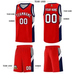 Red Navy Side Design Basketball Jersey Sports Uniform 5