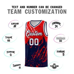 Red Navy Snow Mountain Beast Pattern Basketball Jersey 4