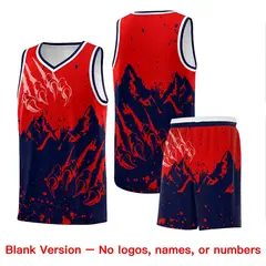 Red Navy Snow Mountain Beast Pattern Basketball Jersey 7