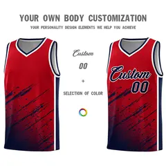 Red Navy Splash Basketball Uniforms for Training 3