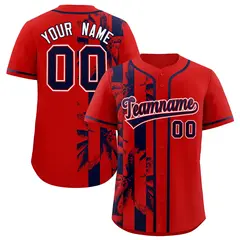 Red Navy Split Coconut Tree Baseball Jersey 1