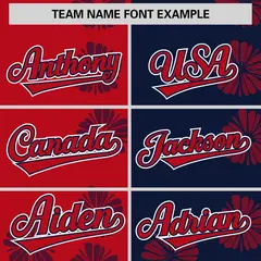 Red Navy Split Flower Graffiti Authentic Baseball Jersey 3