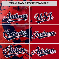 Red Navy Split Graffiti Raglan Sleeve Baseball Jersey 3
