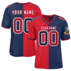 Red Navy Split Two Tone Authentic Football Jersey 1