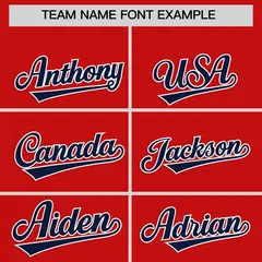Red Navy Star Ribbing Authentic Baseball Jersey 3