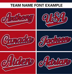 Red Navy Stripe-Solid Combo Baseball Jersey 3