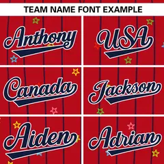 Red Navy Stripe Star Pattern Authentic Baseball Jersey 3