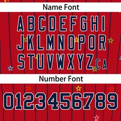 Red Navy Stripe Star Pattern Authentic Baseball Jersey 4