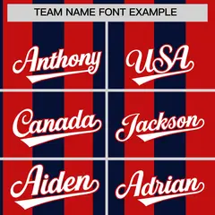 Red Navy Stripe Two-Button Softball Jersey 3