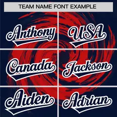 Red Navy Swirl Graffiti Baseball Jersey 3