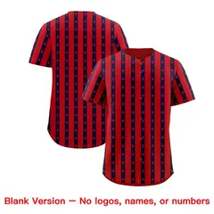 Red Navy Thick Stripes Star Pattern Baseball Jersey 7