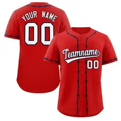 Red Navy Thorns Ribbed Classic Authentic Baseball Jersey
