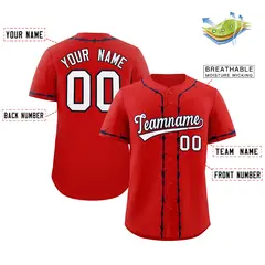 Red Navy Thorns Ribbed Classic Authentic Baseball Jersey 2