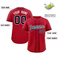 Red Navy Thorns Ribbed Classic Authentic Baseball Jersey 2