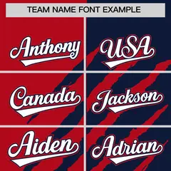 Red Navy Tiger Claw Scratch Split Baseball Jersey 3